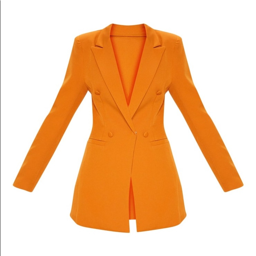 PLT blazer with a snap button closure and faux button double breast design